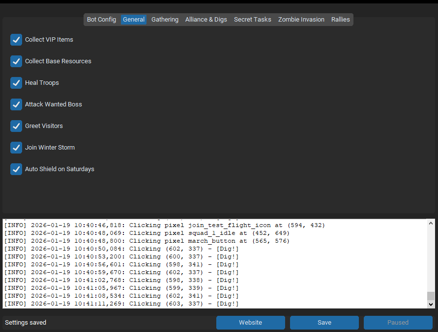 General tab screenshot
